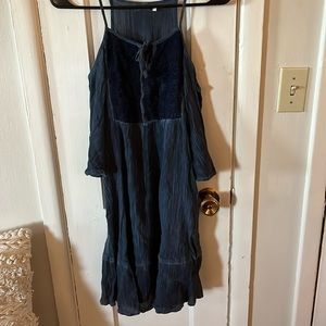 Earthbound Blue Cold Shoulder Dress